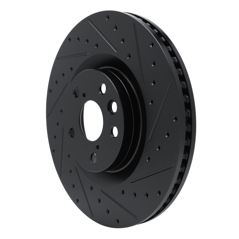 Lexus IS200T Brake Rotor (1) - Right Front - R1 Concepts - Drilled & Slotted - Black - `11-`25